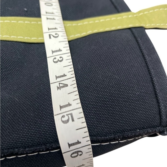 Vintage LL Bean Medium Tote Black with Olive Green Trim Handles  ‘MEH’ Monogram - Picture 11 of 12